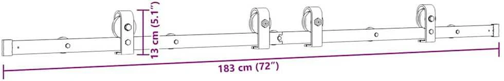 Stumdomų durų įrangos rinkinys, juodos spalvos, 183cm, plienas