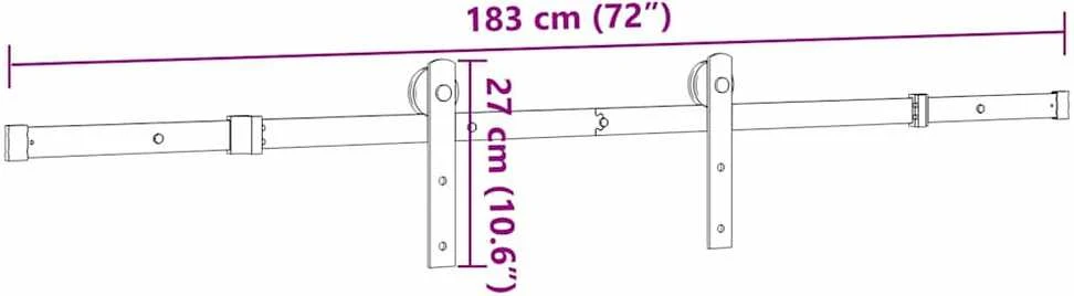Stumdomų durų įrangos rinkinys, juodos spalvos, 183cm, plienas