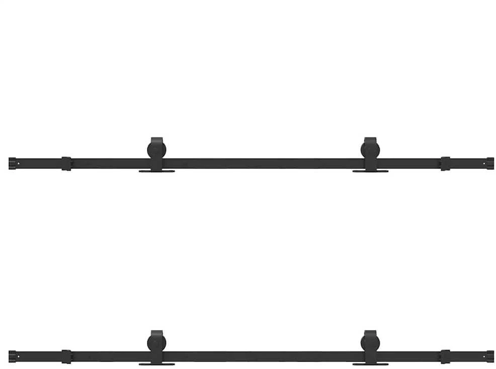 Stumdomų durų įrangos rinkinys, juodos spalvos, 183 cm, plienas
