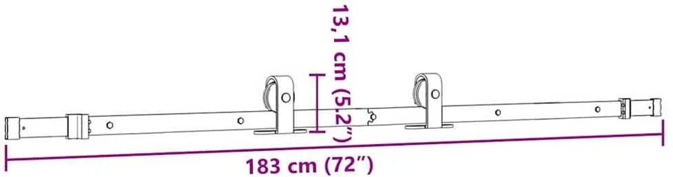 Stumdomų durų įrangos rinkinys, juodos spalvos, 183cm, plienas