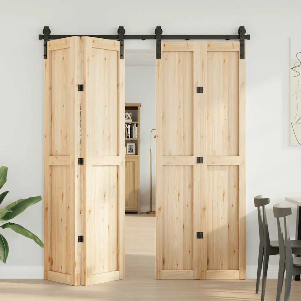 Stumdomų durų įrangos rinkinys, juodos spalvos, 183cm, plienas