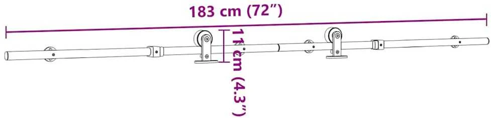 Stumdomų durų įrangos rinkinys, sidabr., 183cm, nerūd. plien.