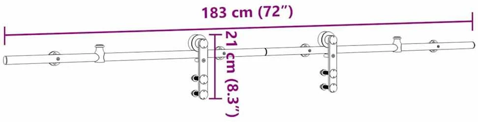 Stumdomų durų įrangos rinkinys, sidabr., 183cm, nerūd. plien.