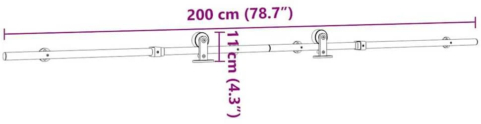 Stumdomų durų įrangos rinkinys, sidabr., 200cm, nerūd. plien.
