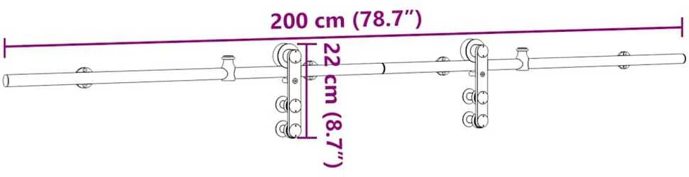 Stumdomų durų įrangos rinkinys, sidabr., 200cm, nerūd. plien.