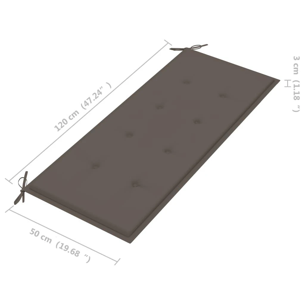 Sudedamas sodo suoliukas su pagalvėle, 128,5cm, tikmedis