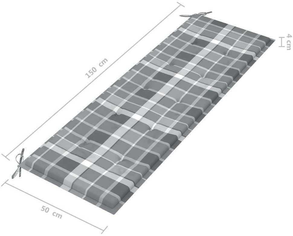 Sudedamas sodo suoliukas su pagalvėle, 159 cm, tikmedis