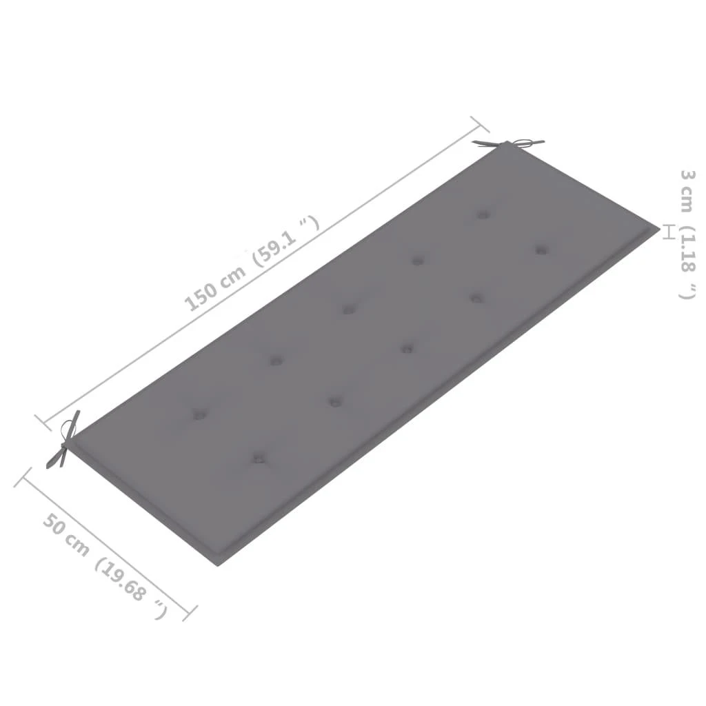 Sudedamas sodo suoliukas su pagalvėle, 159 cm, tikmedis