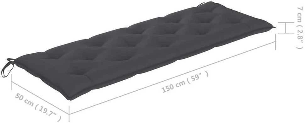 Sudedamas sodo suoliukas su pagalvėle, 159 cm, tikmedis