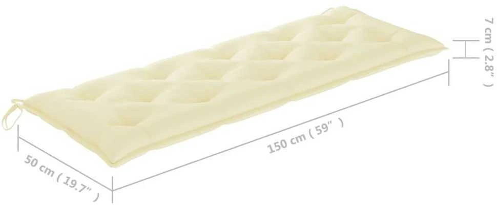Sudedamas sodo suoliukas su pagalvėle, 159 cm, tikmedis