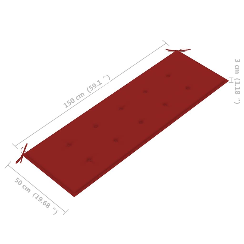 Sudedamas sodo suoliukas su pagalvėle, 159 cm, tikmedis