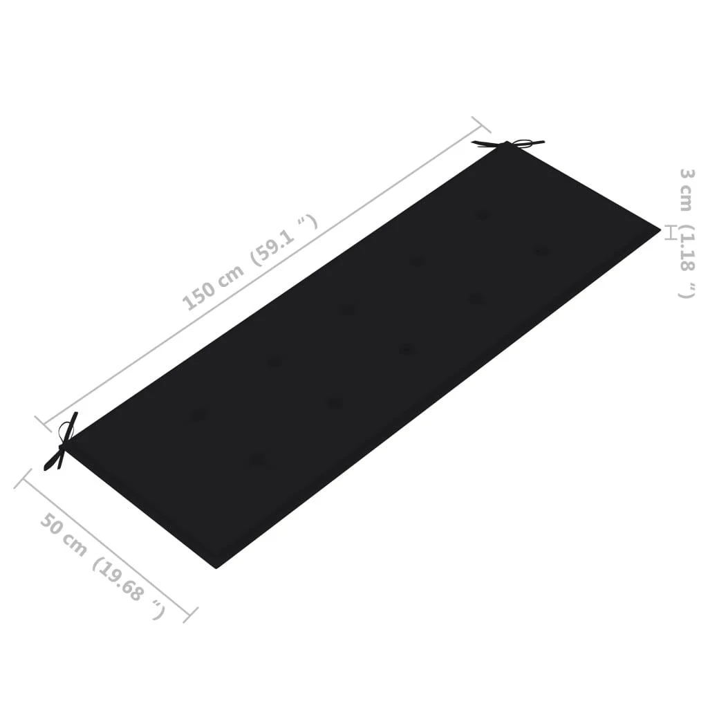 Sudedamas sodo suoliukas su pagalvėle, 159 cm, tikmedis