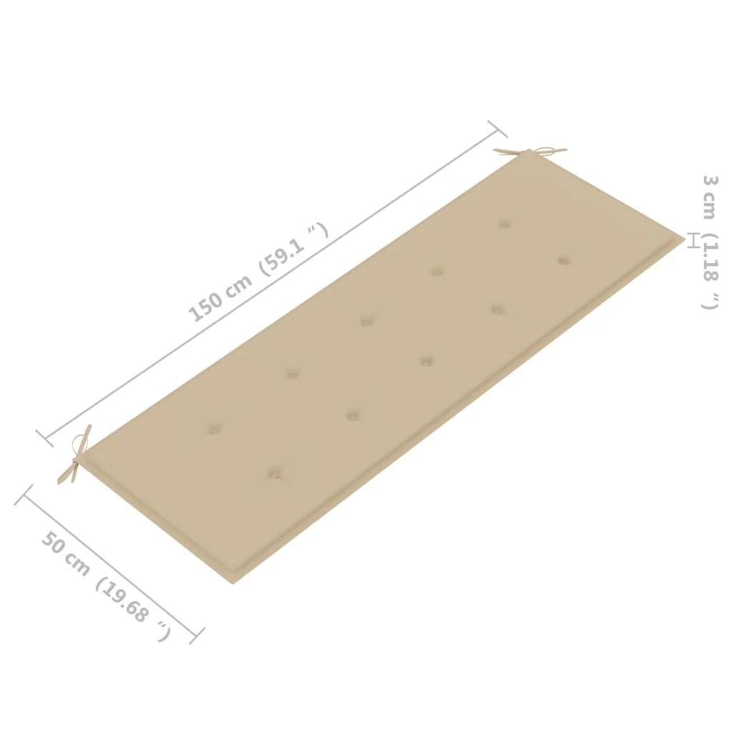 Sudedamas sodo suoliukas su pagalvėle, 159 cm, tikmedis