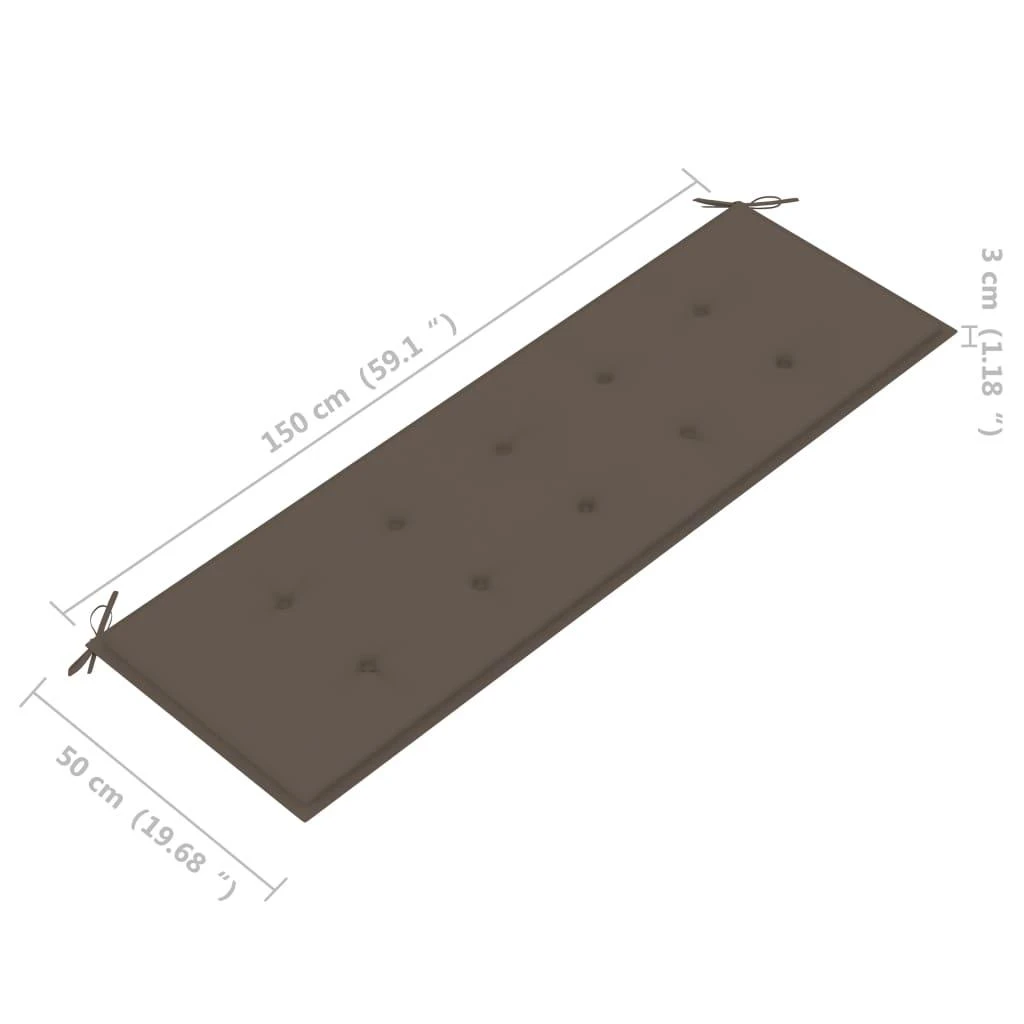 Sudedamas sodo suoliukas su pagalvėle, 159 cm, tikmedis