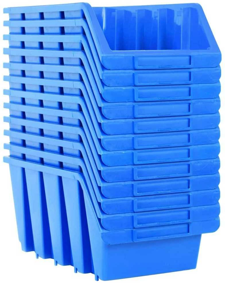 Sudedamos sandėliavimo dėžės, 14vnt., mėlynos, plastikas