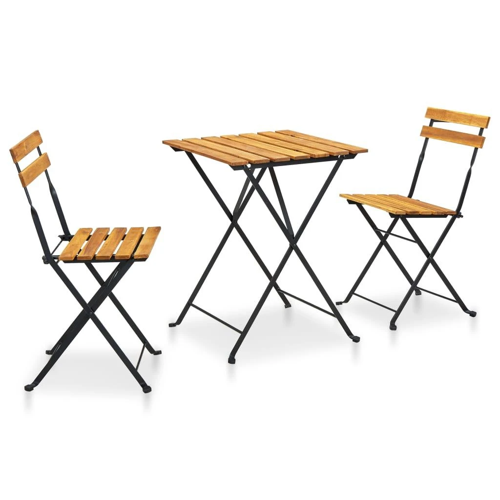 Lauko baldų komplektas Sulankstomas bistro baldų komplektas, 3d., akacijos masyvas