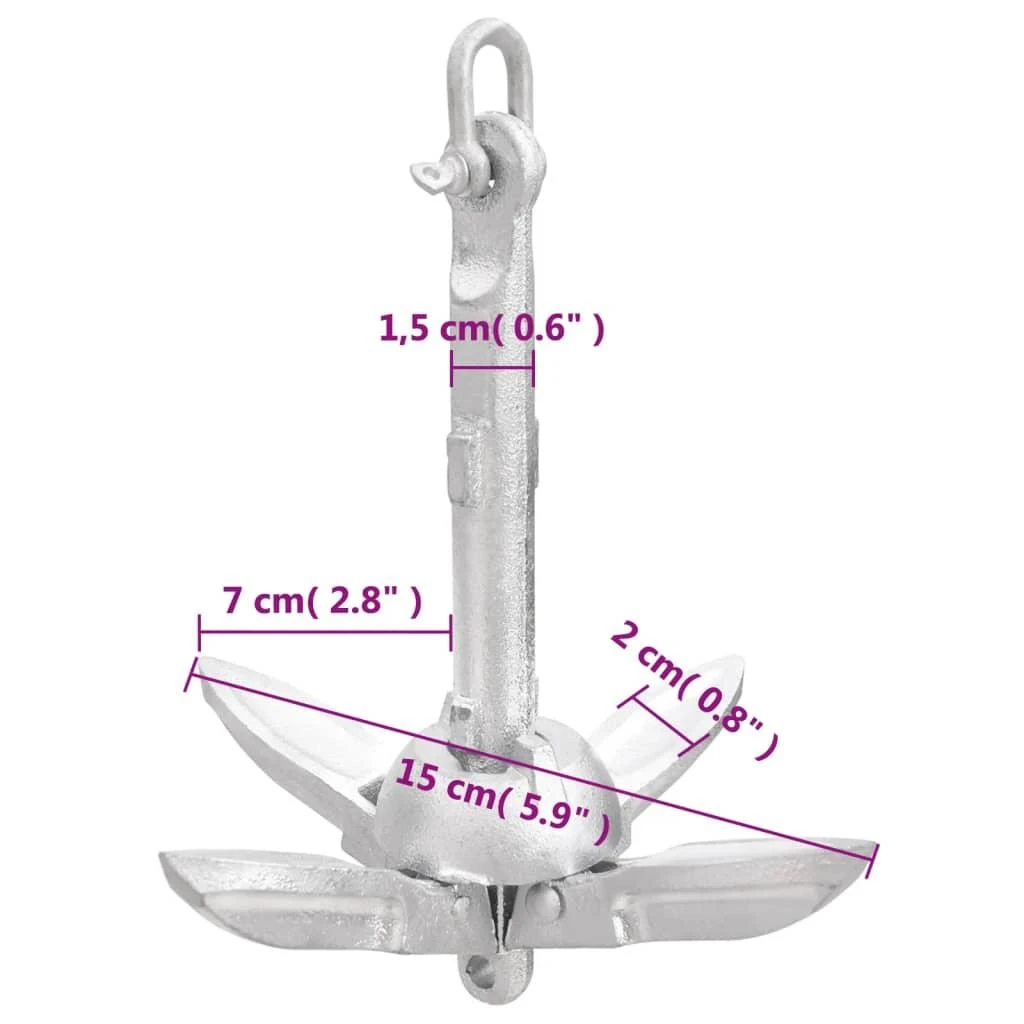 Sulankstomas inkaras su virve, 0,7kg, karštai cinkuotas ketus