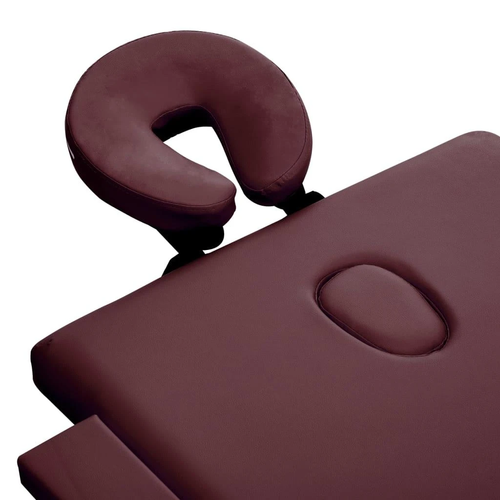 Sulankstomas masažo stalas, vyno violetinis, mediena, 2 zonų