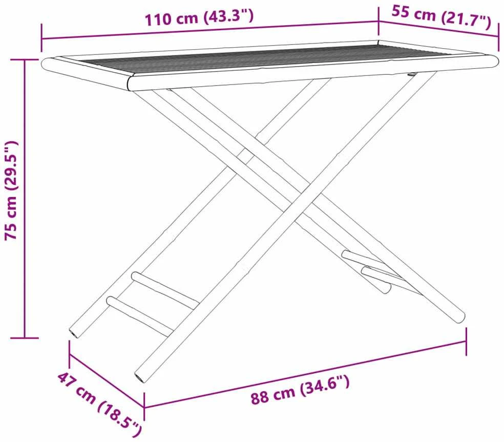 Sulankstomas sodo stalas, 110x55x75cm, bambukas