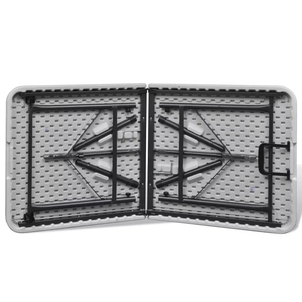 Sulankstomas sodo stalas, baltos spalvos, 122cm, HDPE
