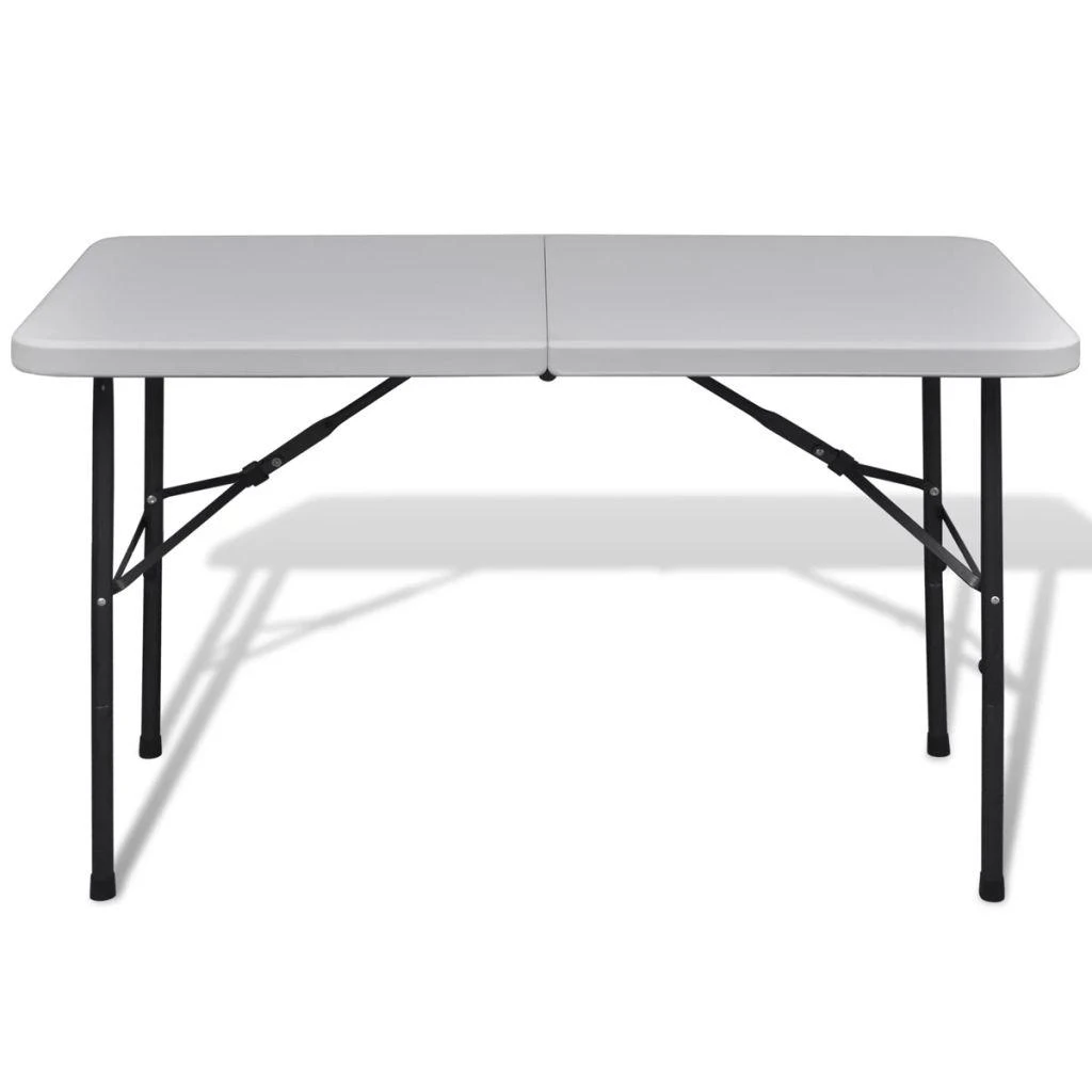 Sulankstomas sodo stalas, baltos spalvos, 122cm, HDPE
