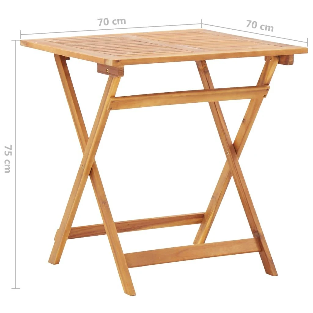 Sulankstomas sodo stalas, 70x70x75cm, akacijos medienos masyvas