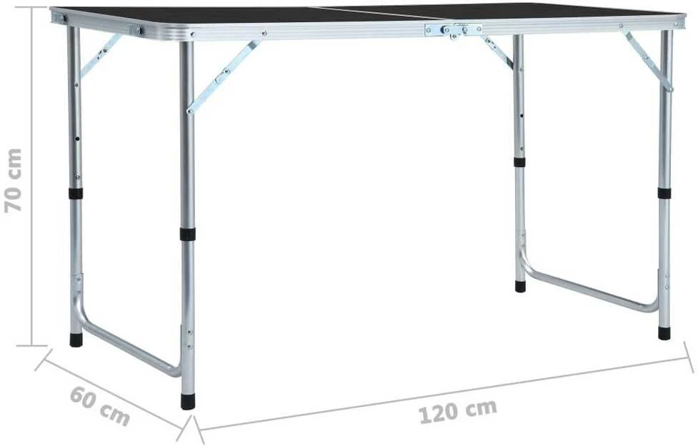 Sulankstomas stovyklavimo stalas, pilkas, 120x60cm, aliuminis