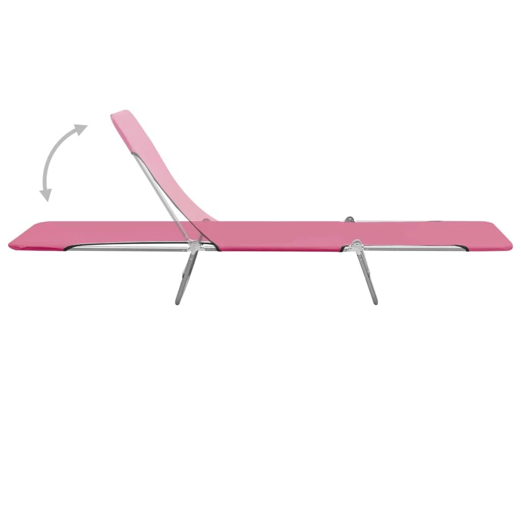 Sofa Sulankstomi saulės gultai, 2vnt., rožiniai, plienas ir audinys