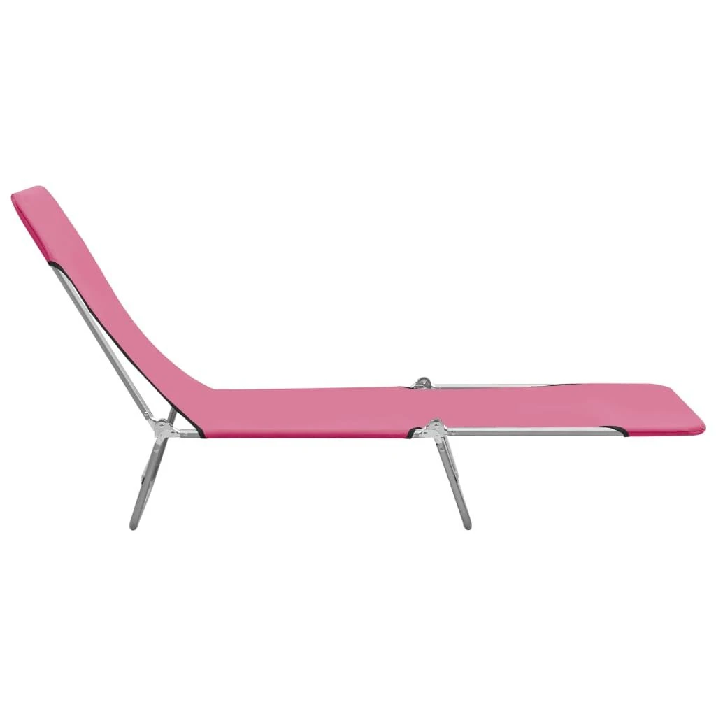 Sofa Sulankstomi saulės gultai, 2vnt., rožiniai, plienas ir audinys