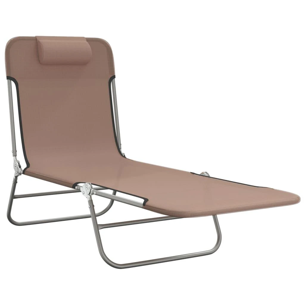 Sofa Sulankstomi saulės gultai, 2vnt., rudi, tekstilenas ir plienas