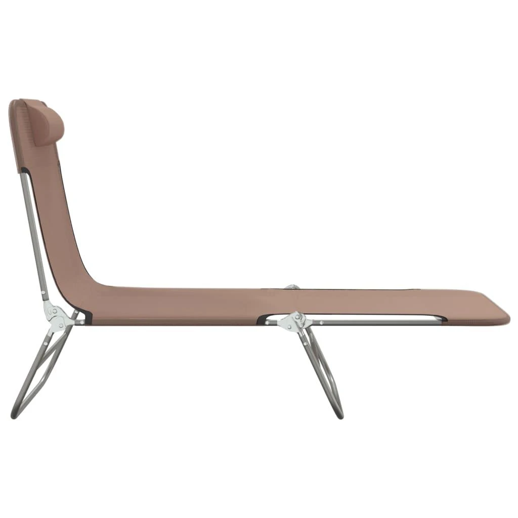 Sofa Sulankstomi saulės gultai, 2vnt., rudi, tekstilenas ir plienas