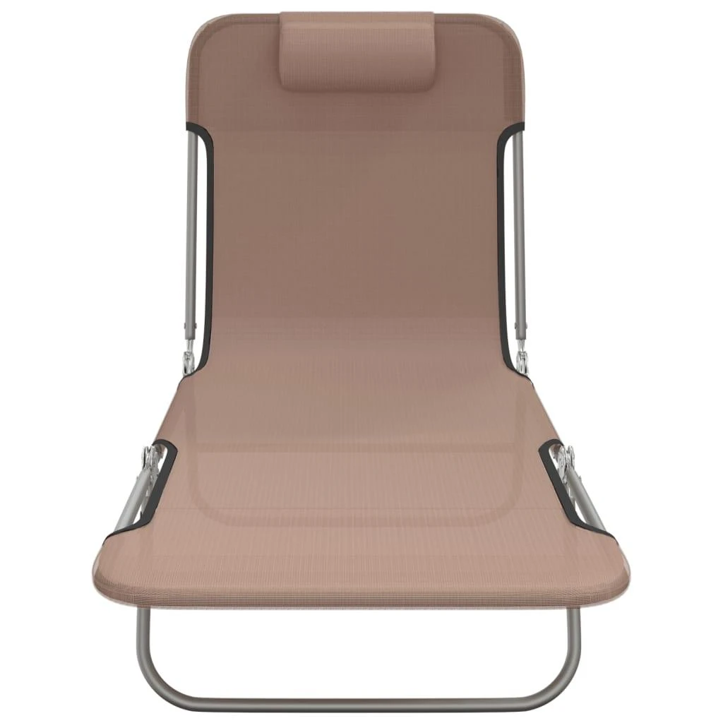 Sofa Sulankstomi saulės gultai, 2vnt., rudi, tekstilenas ir plienas