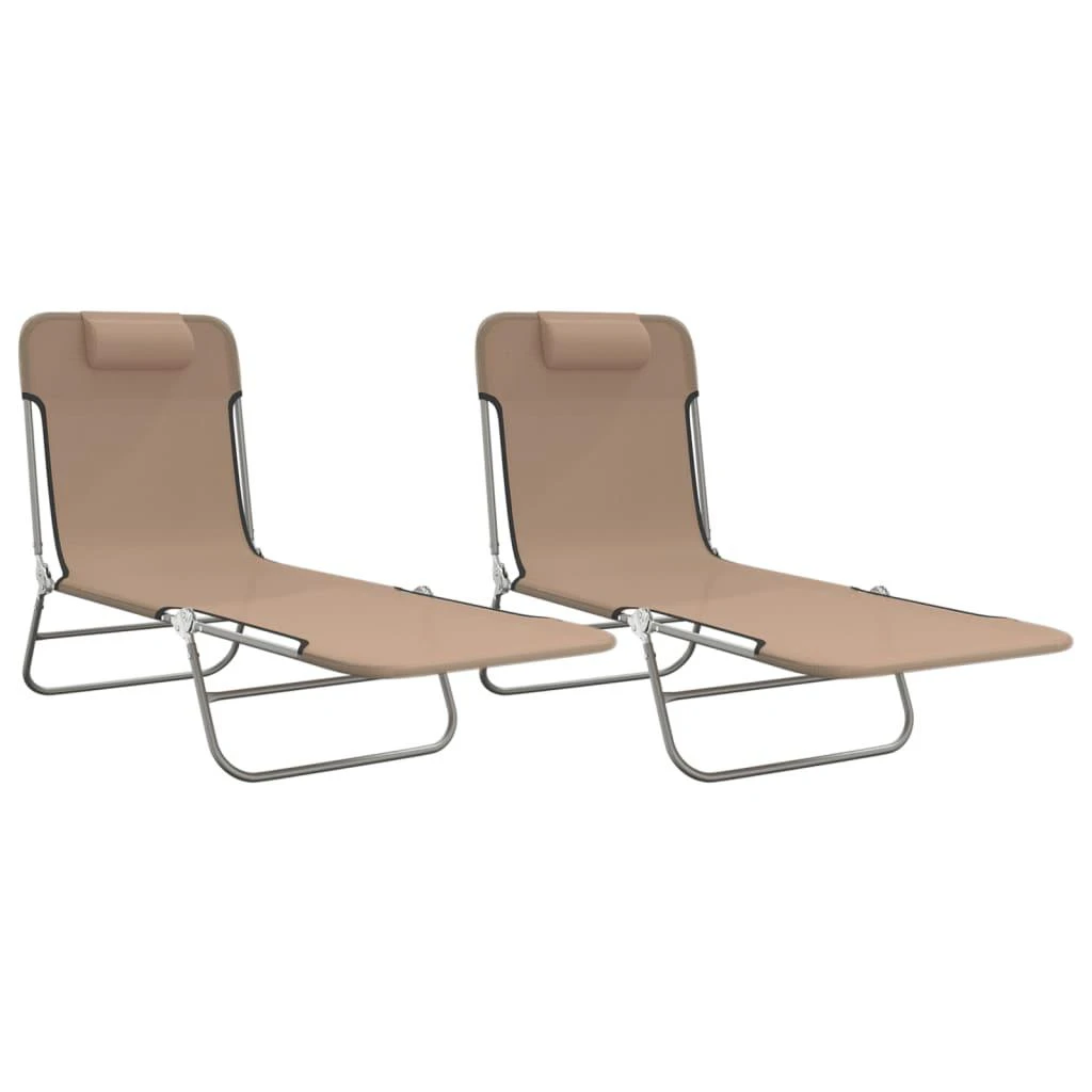 Sofa Sulankstomi saulės gultai, 2vnt., taupe, tekstilenas ir plienas