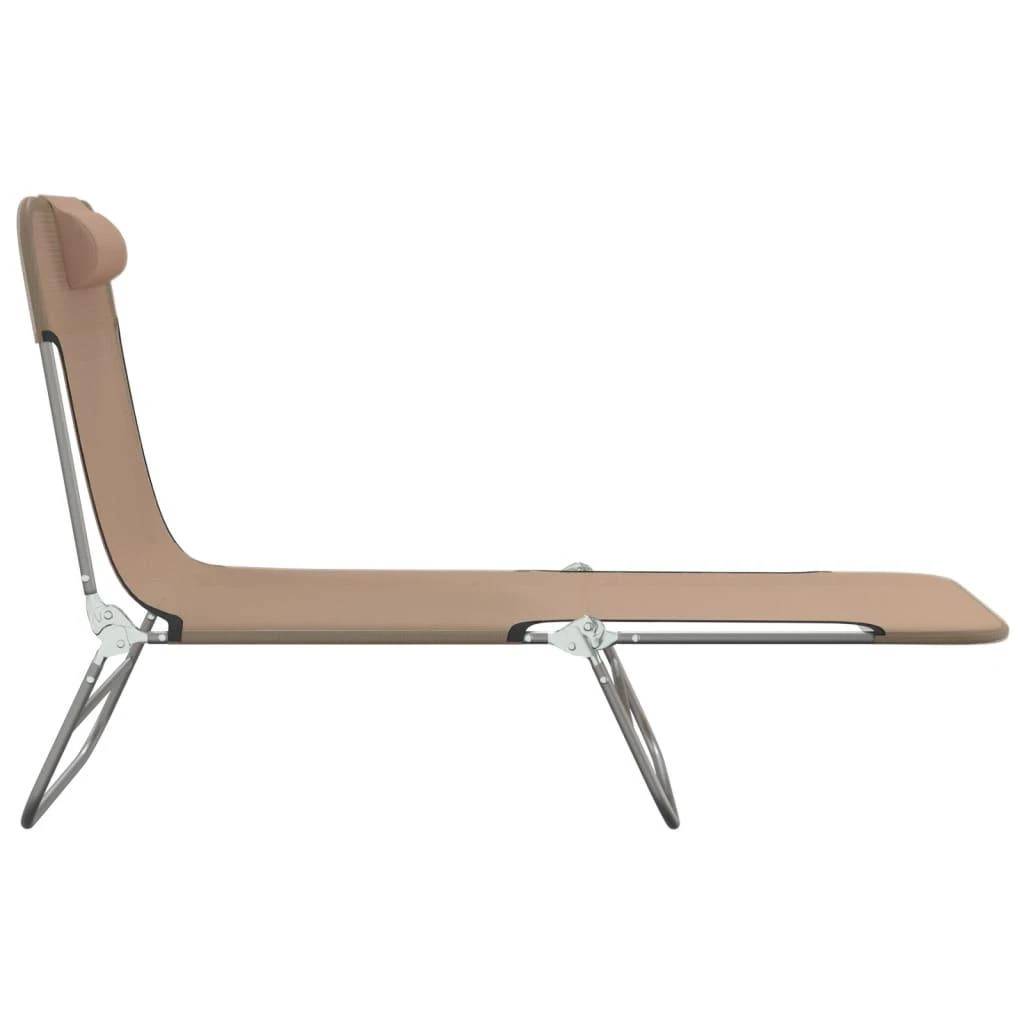 Sofa Sulankstomi saulės gultai, 2vnt., taupe, tekstilenas ir plienas