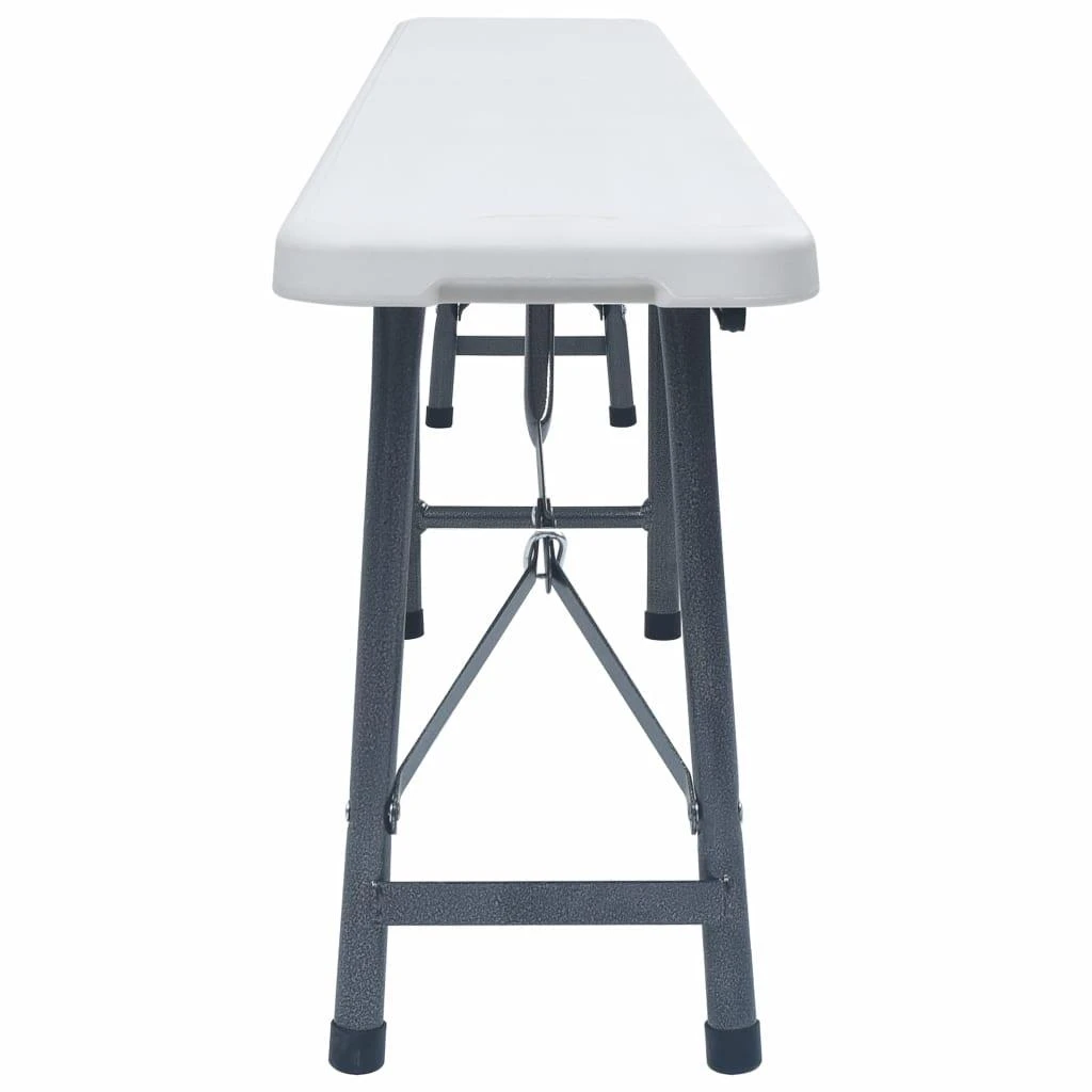 Sulankstomi sodo suoliukai, 2vnt., baltos spalvos, 180cm, HDPE