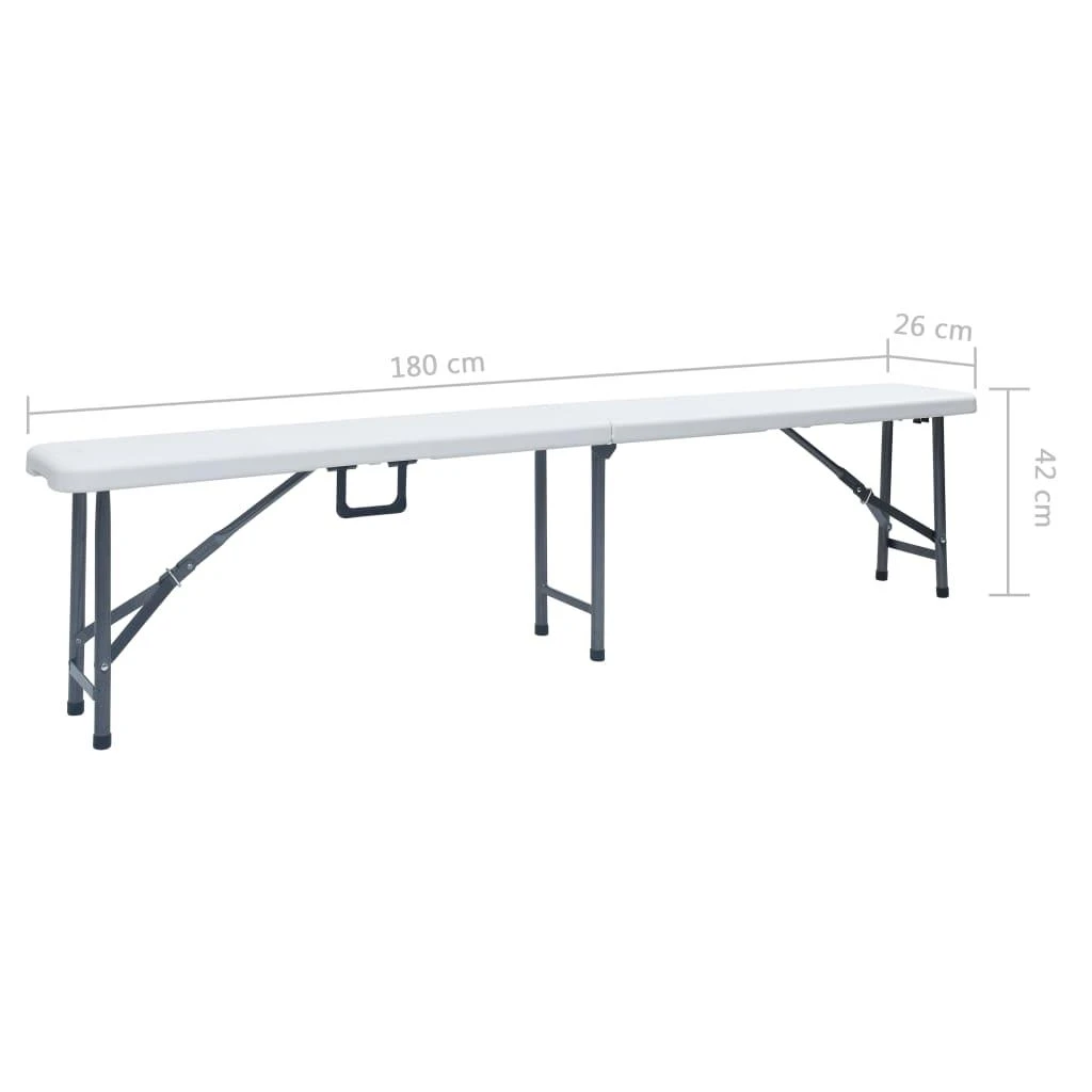 Sulankstomi sodo suoliukai, 2vnt., baltos spalvos, 180cm, HDPE