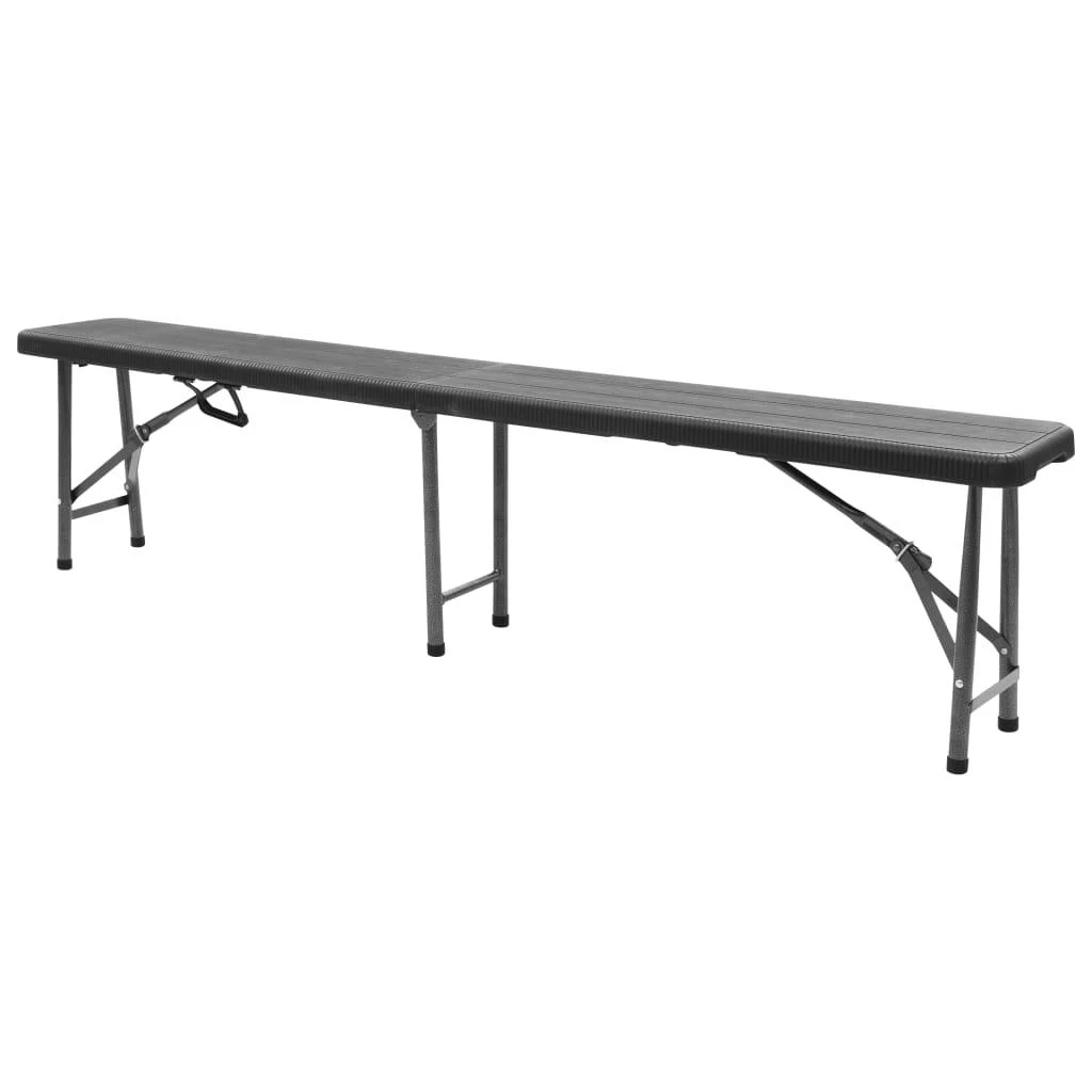 Sulankstomi sodo suoliukai, 2vnt., juodos spalvos, 180cm, HDPE