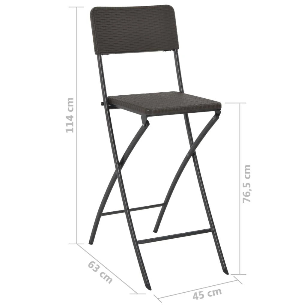 Sulankstomos sodo kėdės, 2 vnt., HDPE ir plienas, rudos