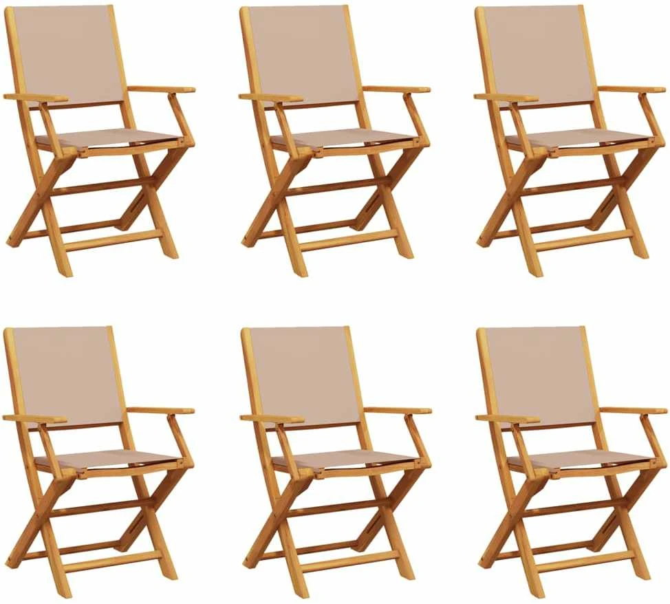 Sulankstomos sodo kėdės, 6vnt., taupe, audinys/mediena