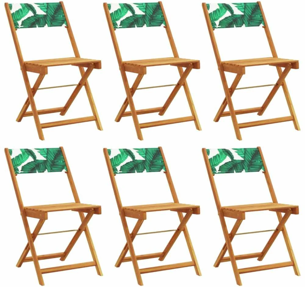 Sulankstomos kėdės, 6 vnt., žalios spalvos, audinys ir masyvi mediena