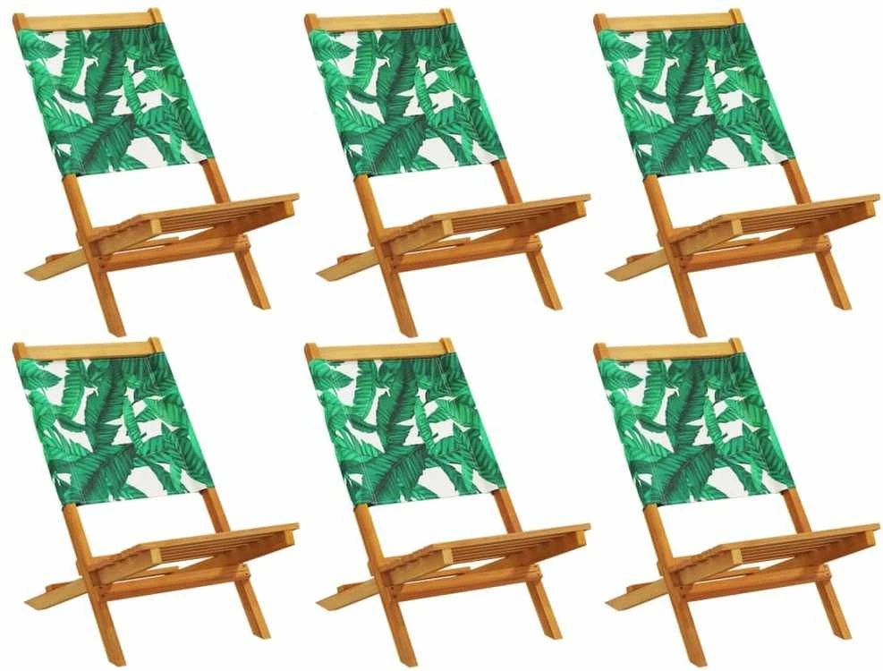 Sulankstomos sodo kėdės, 6vnt., žalios, audinys ir mediena