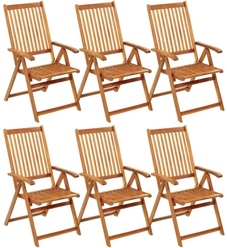 Sulankstomos sodo kėdės su pagalvėmis, 6vnt., akacijos masyvas