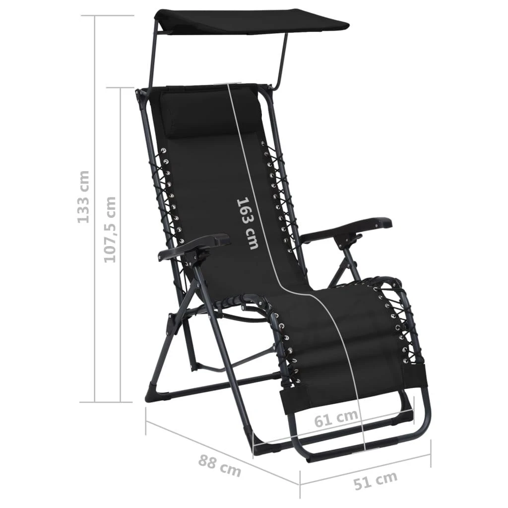 Sofa Sulankstomos terasos kėdės, 2 vnt., juoda, tekstilenas