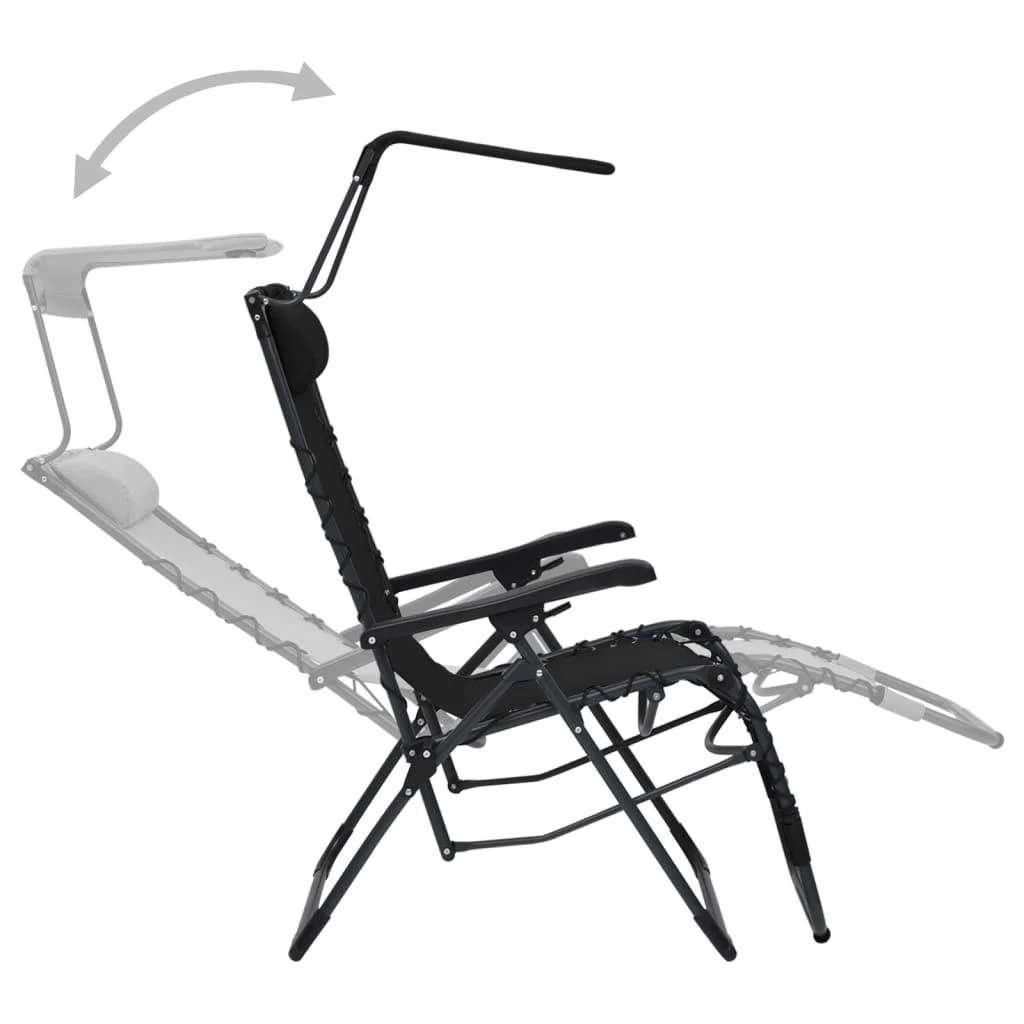 Sofa Sulankstomos terasos kėdės, 2 vnt., juoda, tekstilenas