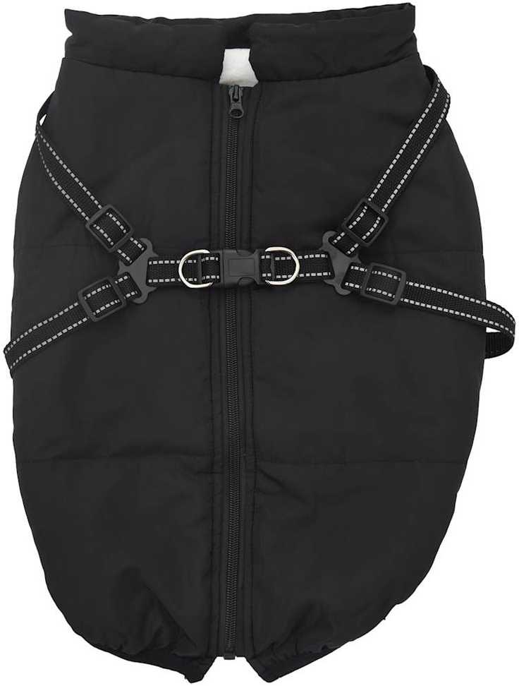 Šunų kailis su diržais, atsparus vandeniui, juodas, 5XL