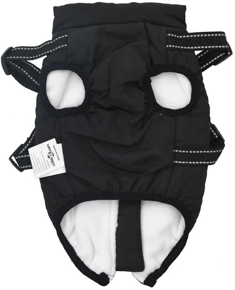 Šunų kailis su diržais, atsparus vandeniui, juodas, XL