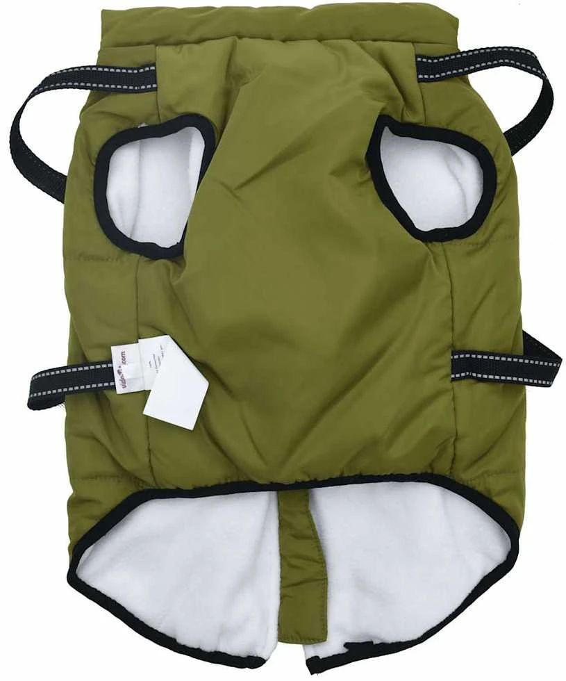 Šunų kailis su diržais, atsparus vandeniui, žalias, 3XL