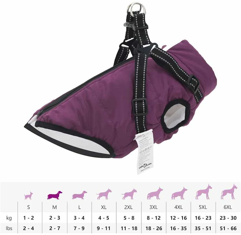 Šunų kailis su diržais, atsparus vandeniui, violetinis, XL