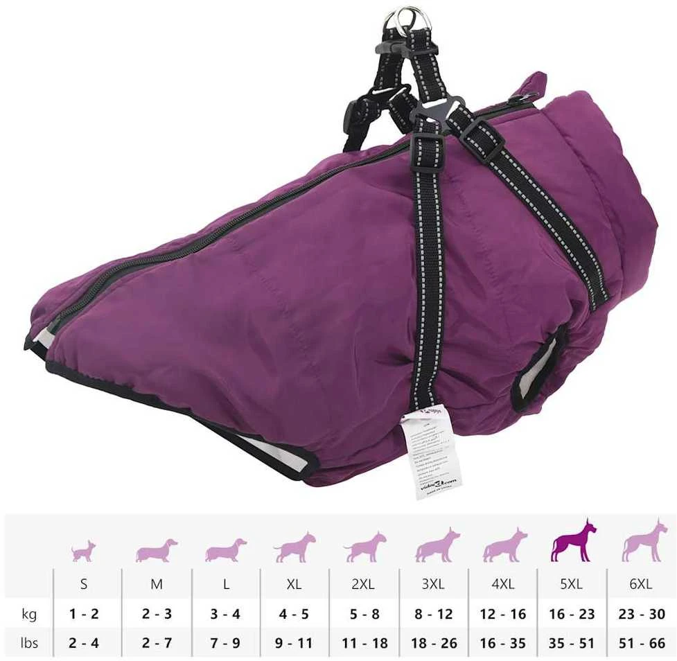 Šunų kailis su diržais, atsparus vandeniui, violetinis, 5XL