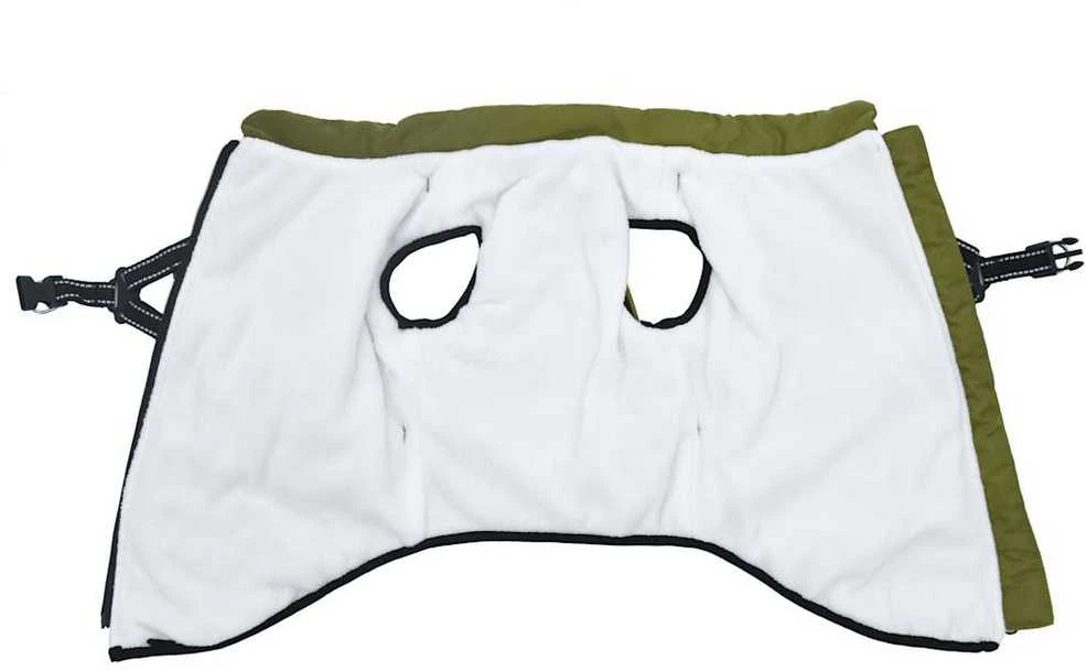 Šunų kailis su diržais, atsparus vandeniui, žalias, 5XL